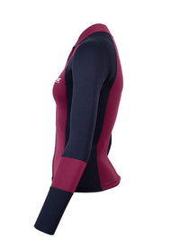 Two Bare Feet Womens Harmony 3mm Long Sleeve Wetsuit Jacket (Burgundy/Black)