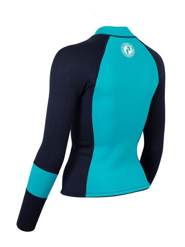Two Bare Feet Womens Harmony 3mm Long Sleeve Wetsuit Jacket (Teal/Black)