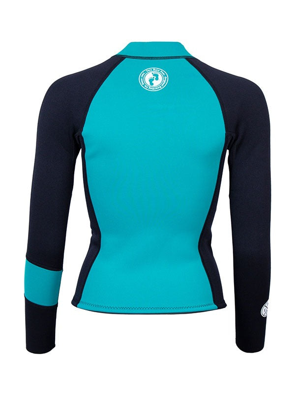 Two Bare Feet Womens Harmony 3mm Long Sleeve Wetsuit Jacket (Teal/Black)