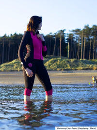 Two Bare Feet Womens Harmony 3mm Capri Wetsuit Pants (Black / Raspberry)