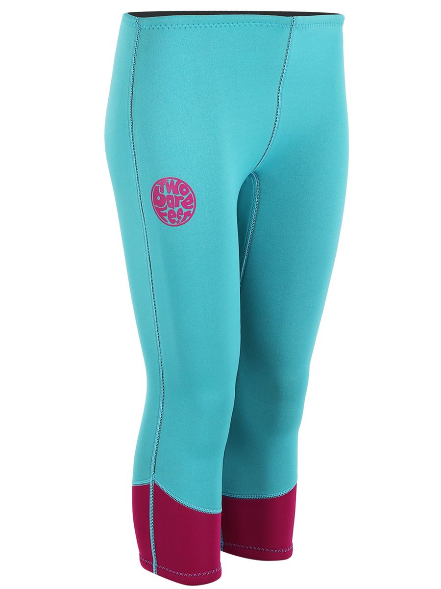 Two Bare Feet Womens Harmony 3mm Capri Wetsuit Pants (Mint / Raspberry)