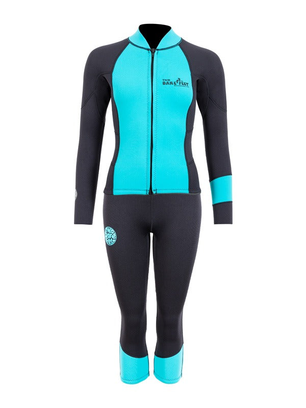 Two Bare Feet Harmony 3mm Jacket & Capri Pants Set (Black/Mint)