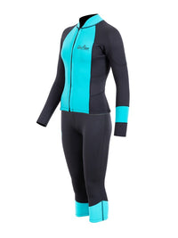 Two Bare Feet Harmony 3mm Jacket & Capri Pants Set (Black/Mint)