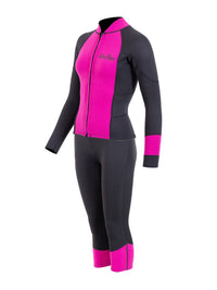 Two Bare Feet Harmony 3mm Jacket & Capri Pants Set (Black/Raspberry)