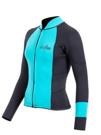 Two Bare Feet Womens Harmony 3mm Long Sleeve Wetsuit Jacket (Mint / Black)