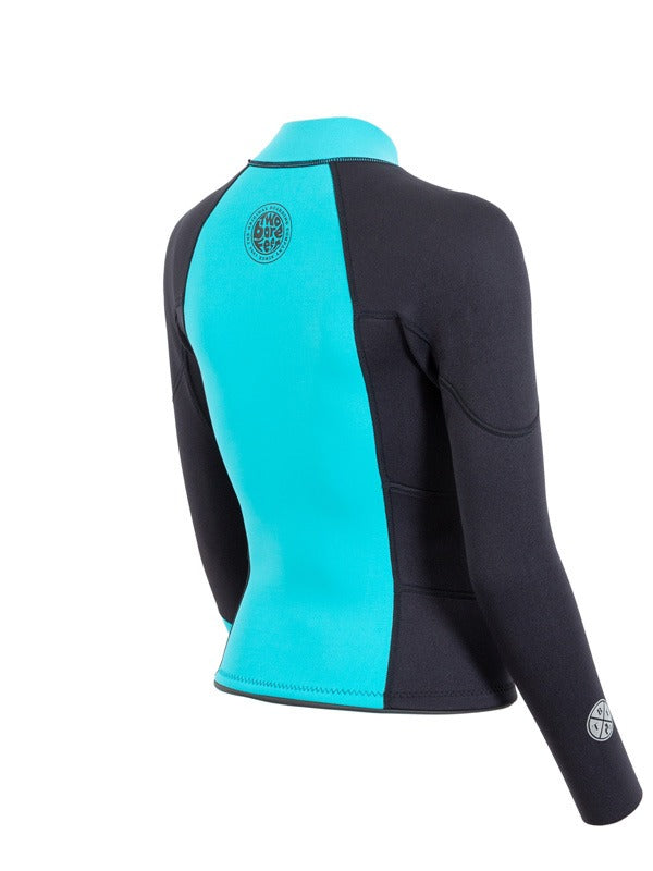 Two Bare Feet Womens Harmony 3mm Long Sleeve Wetsuit Jacket (Mint / Black)
