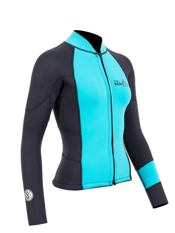 Two Bare Feet Womens Harmony 3mm Long Sleeve Wetsuit Jacket (Mint / Black)