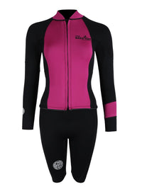 Two Bare Feet Harmony 3mm Jacket & Heritage Shorts Set (Raspberry / Black)