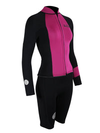 Two Bare Feet Harmony 3mm Jacket & Heritage Shorts Set (Raspberry / Black)