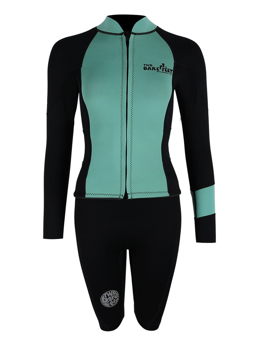Two Bare Feet Harmony 3mm Jacket & Heritage Shorts Set (Spearmint/ Black)