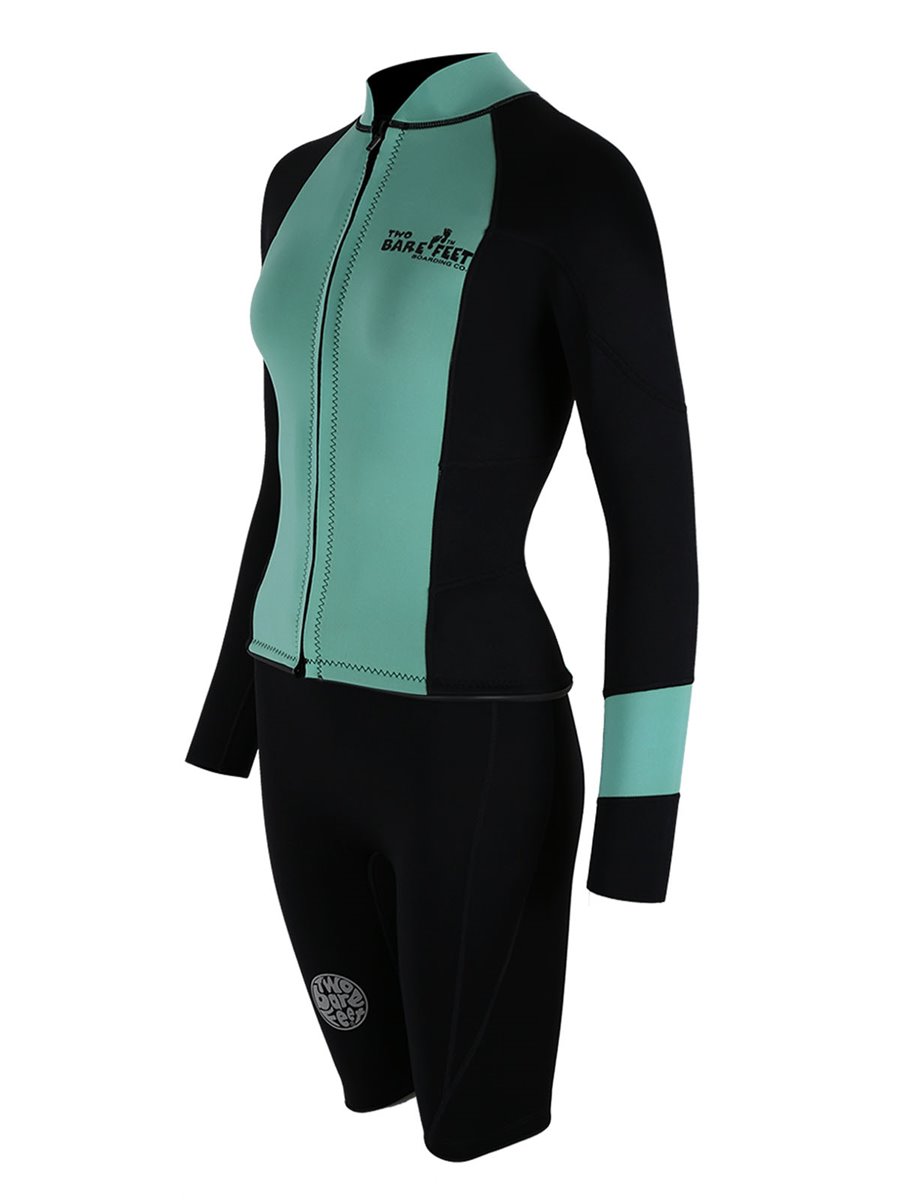 Two Bare Feet Harmony 3mm Jacket & Heritage Shorts Set (Spearmint/ Black)