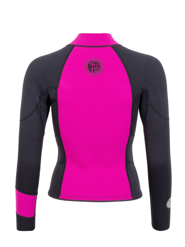 Two Bare Feet Womens Harmony 3mm Long Sleeve Wetsuit Jacket (Raspberry / Black)