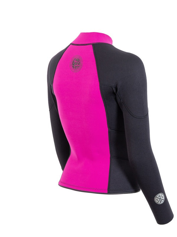 Two Bare Feet Womens Harmony 3mm Long Sleeve Wetsuit Jacket (Raspberry / Black)