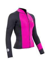 Two Bare Feet Womens Harmony 3mm Long Sleeve Wetsuit Jacket (Raspberry / Black)