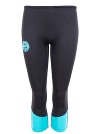 Two Bare Feet Womens Harmony 3mm Capri Wetsuit Pants (Black / Mint)
