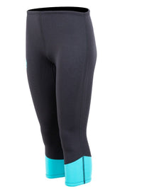 Two Bare Feet Womens Harmony 3mm Capri Wetsuit Pants (Black / Mint)