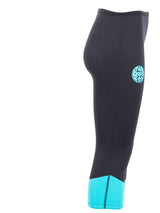 Two Bare Feet Womens Harmony 3mm Capri Wetsuit Pants (Black / Mint)