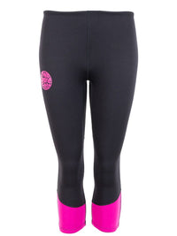 Two Bare Feet Womens Harmony 3mm Capri Wetsuit Pants (Black / Raspberry)