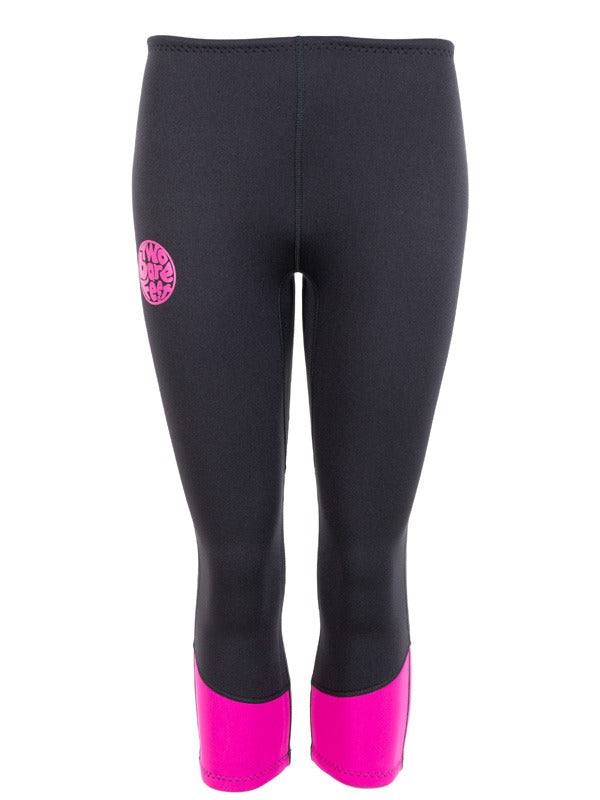 Two Bare Feet Womens Harmony 3mm Capri Wetsuit Pants (Black / Raspberry)