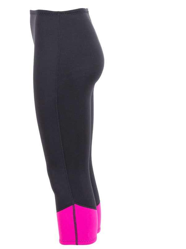 Two Bare Feet Womens Harmony 3mm Capri Wetsuit Pants (Black / Raspberry)