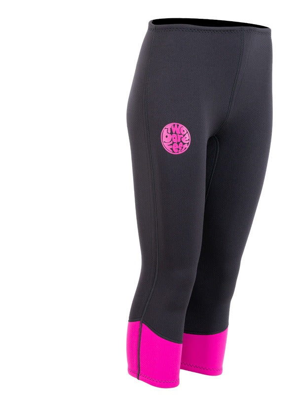 Two Bare Feet Womens Harmony 3mm Capri Wetsuit Pants (Black / Raspberry)