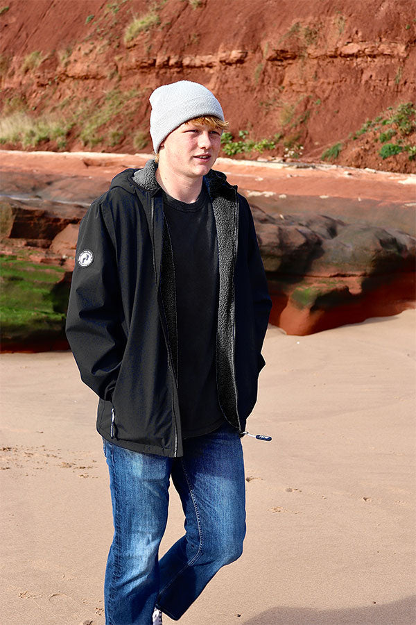 Mens Sherpa Lined Waterproof Jacket (Black/Charcoal)