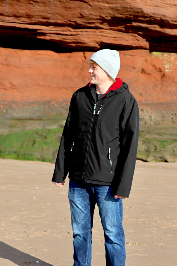 Mens Sherpa Lined Waterproof Jacket (Black/Red)