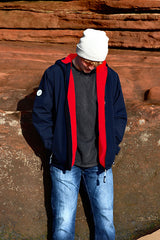 Mens Sherpa Lined Waterproof Jacket (Marine Blue/Red)