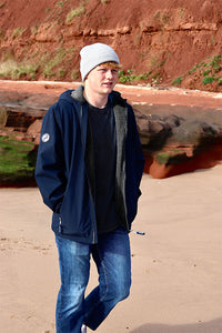 Mens Sherpa Lined Waterproof Jacket (Marine Blue/Charcoal)