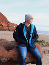 Mens Sherpa Lined Waterproof Jacket (Black/Blue)