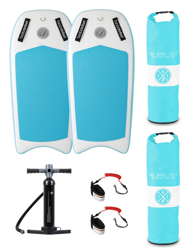 Two Bare Feet Boarding Co. 44" Inflatable Bodyboard Double Pack (Aqua)