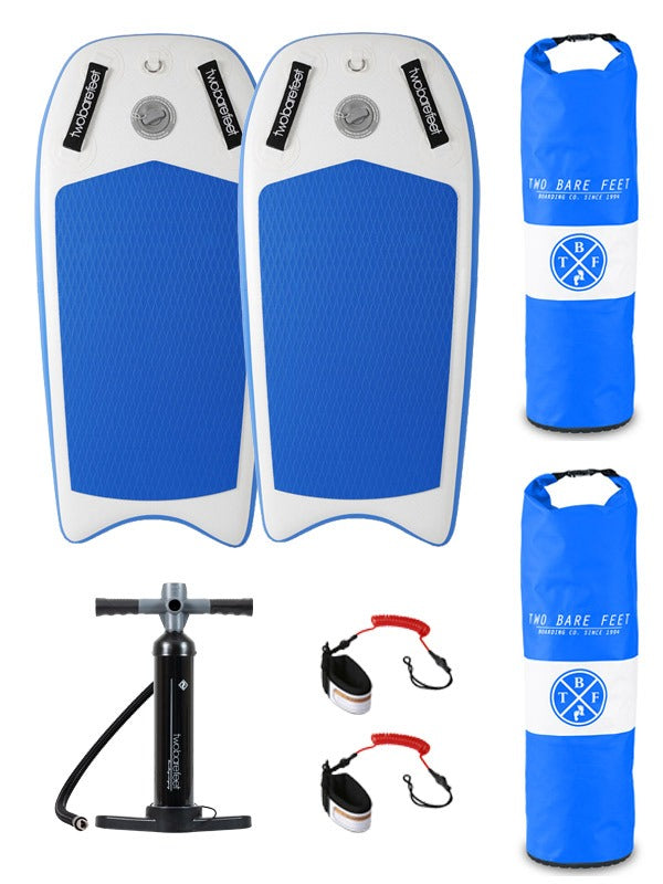 Two Bare Feet Boarding Co. 44" Inflatable Bodyboard Double Pack (Blue)