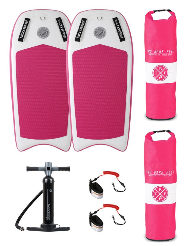 Two Bare Feet Boarding Co. 44" Inflatable Bodyboard Double Pack (Pink)