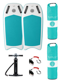 Two Bare Feet Boarding Co. 44" Inflatable Bodyboard Double Pack (Teal)