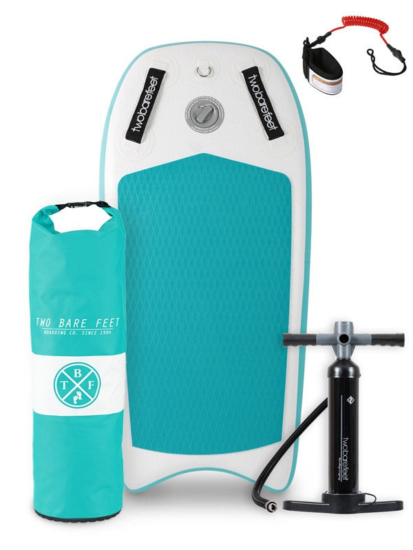 Two Bare Feet Boarding Co. 44" Inflatable Bodyboard - Starter Pack (Teal)