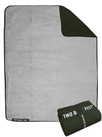 XL Sherpa Lined Waterproof Beach Travel Blanket (Khaki/Grey)