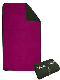 Sherpa Lined Waterproof Beach Travel Blanket (Khaki/Raspberry)