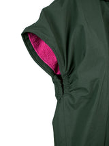Kids Waterproof Hooded Sleeveless Poncho Changing Robe (Khaki/Raspberry)