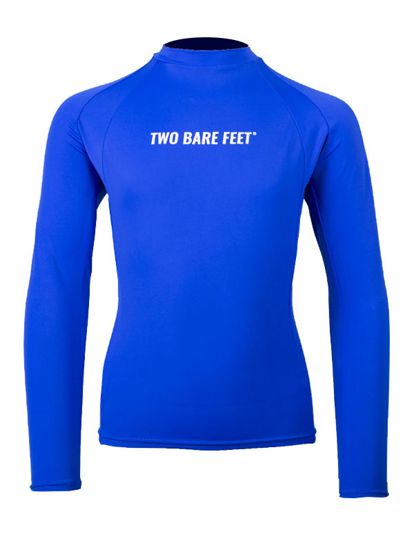 Two Bare Feet Junior Crew Neck Long Sleeve Rash Vest (Blue)
