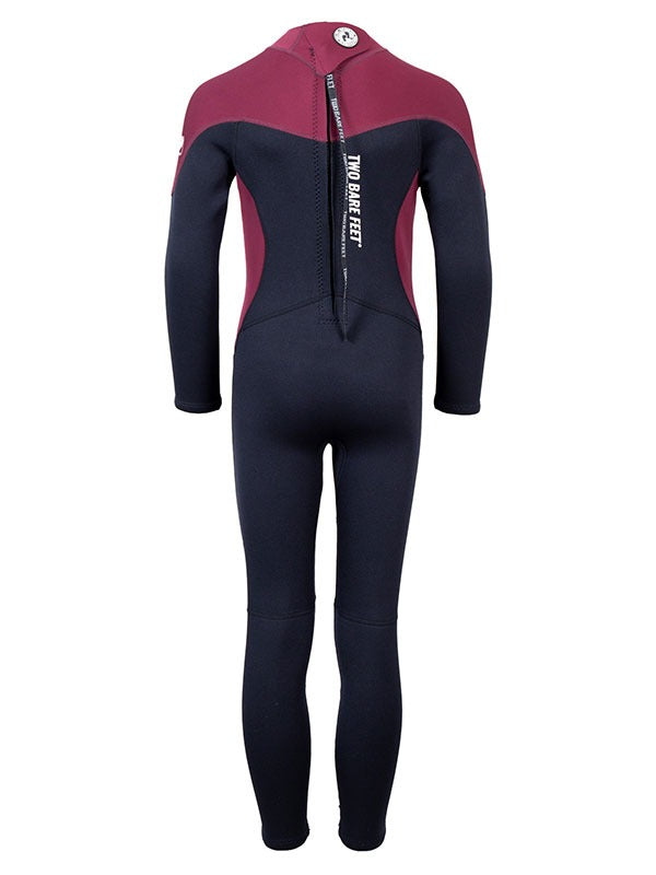 Two Bare Feet SupaFlex 4/3mm Junior Winter Wetsuit (Black/Burgundy)