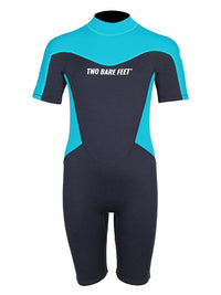 Two Bare Feet SupaFlex 3/2mm Shorty Junior Wetsuit (Black / Aqua)