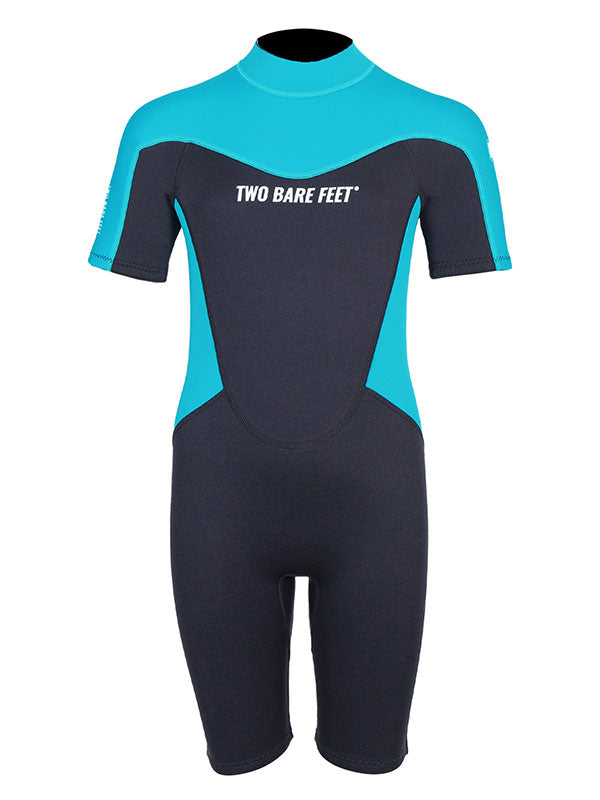 Two Bare Feet SupaFlex 3/2mm Shorty Junior Wetsuit (Black / Aqua)