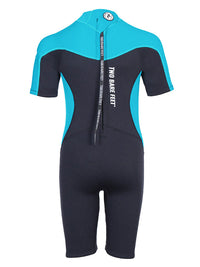 Two Bare Feet SupaFlex 3/2mm Shorty Junior Wetsuit (Black / Aqua)