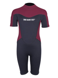 Two Bare Feet SupaFlex 3/2mm Shorty Junior Wetsuit (Black / Burgundy)