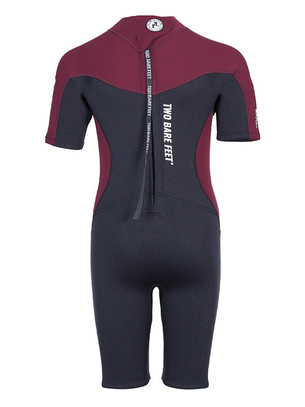 Two Bare Feet SupaFlex 3/2mm Shorty Junior Wetsuit (Black / Burgundy)