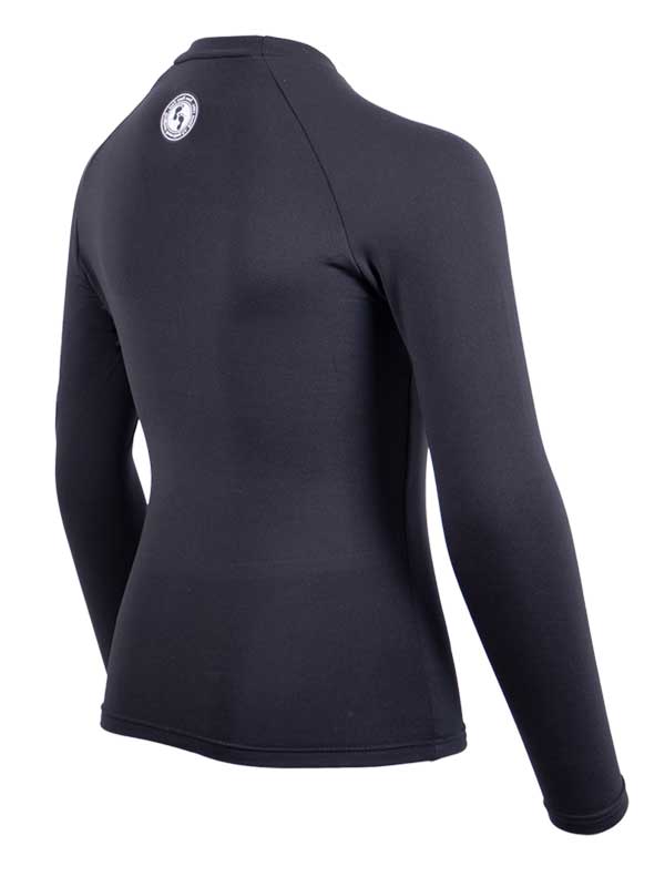 Two Bare Feet Junior Crew Neck Thermal Long Sleeve Rash Vest (Black)-XS