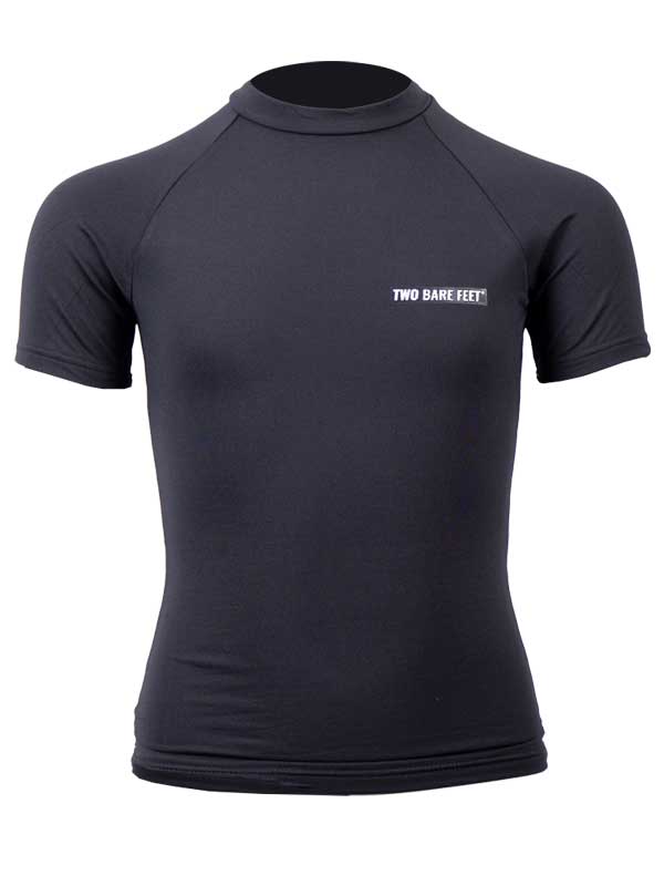 Two Bare Feet Junior Crew Neck Thermal Short Sleeve Rash Vest (Black)-XS