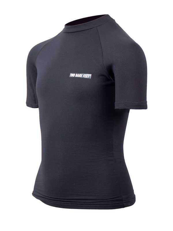 Two Bare Feet Junior Crew Neck Thermal Short Sleeve Rash Vest (Black)-XS