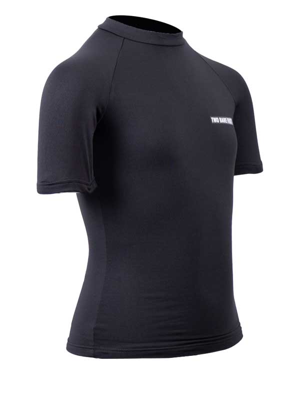 Two Bare Feet Junior Crew Neck Thermal Short Sleeve Rash Vest (Black)-XS