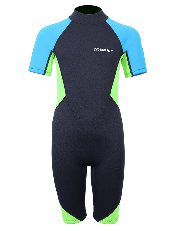 Two Bare Feet Two Tone 2.5mm Shorty Junior Wetsuit (Bright Blue / Lime)